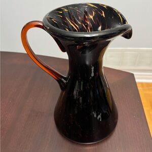 Handmade tortoise glass jug